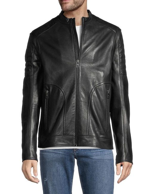 BOSS by HUGO BOSS Jaymes Leather Jacket in Black for Men | Lyst