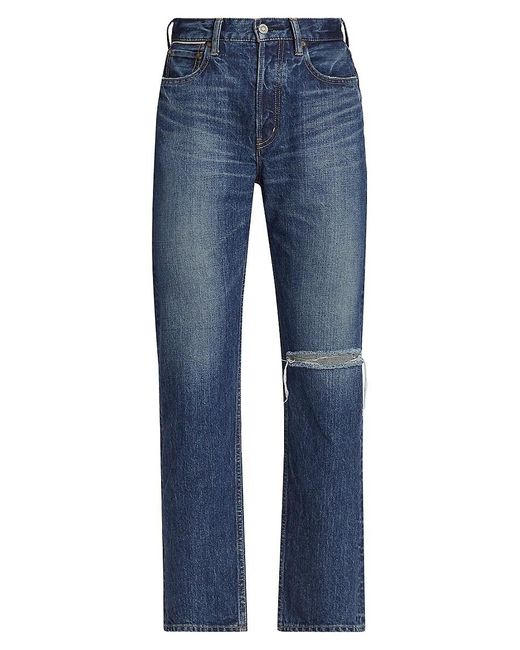 Moussy Blue Widstoe High-Rise Distressed Straight-Leg Jeans