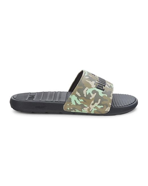 PUMA Synthetic Camo Logo Slides in Green | Lyst UK
