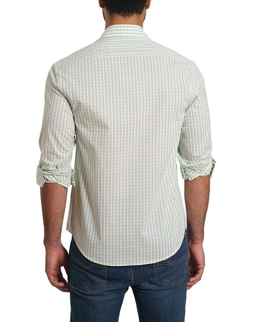 Jared Lang Gray 'Trim Fit Gingham Pima Cotton Sport Shirt for men