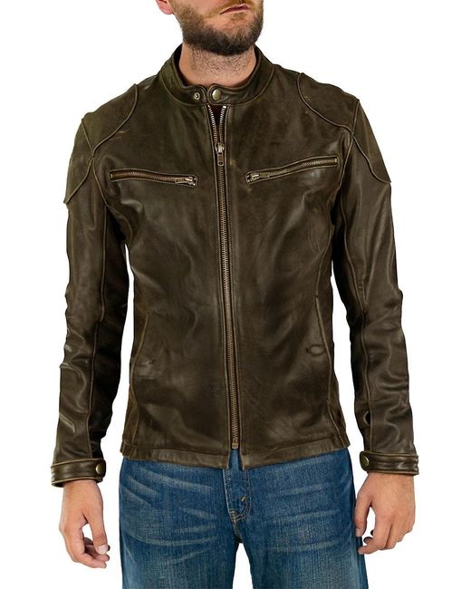 Frye Iconic Cafe Racer Styled Jacket in Green for Men | Lyst