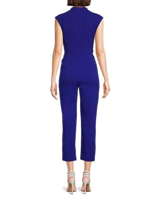 Calvin Klein Blue Pleated Cropped Jumpsuit