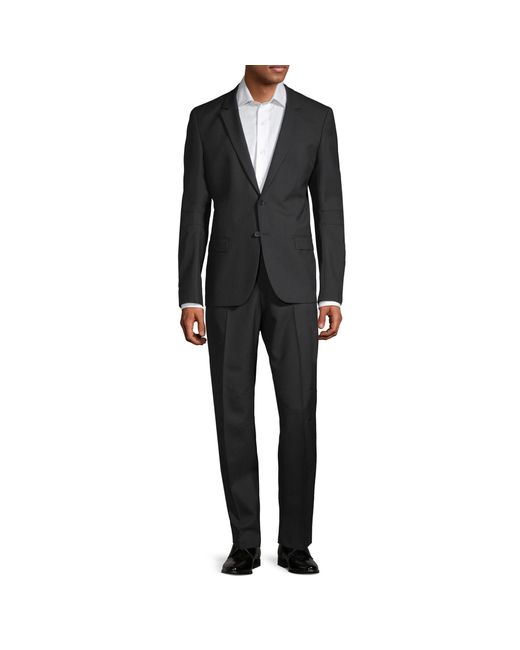 BOSS Extra Slim fit Marzotto Anfred Wool Suit in Black for Men Lyst