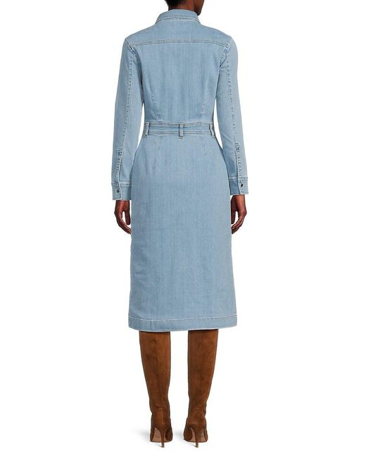 7 For All Mankind Blue Luxe Denim Midi Shirtdress