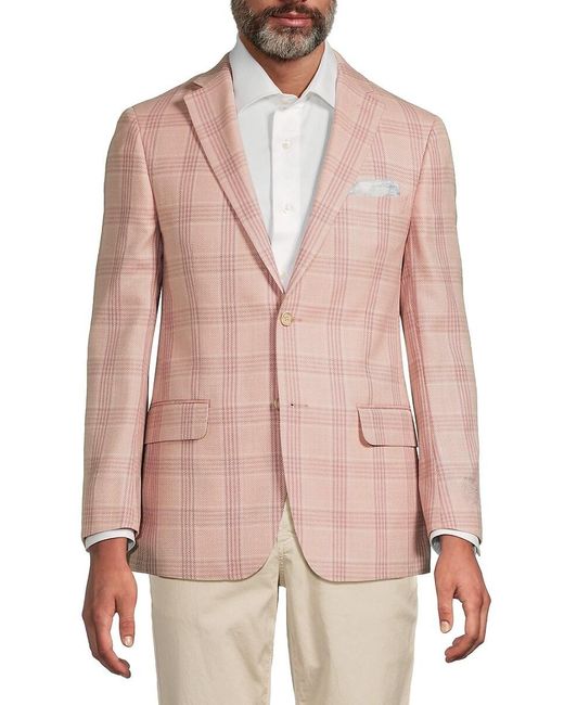 Robert Graham Pink Yates Glen Plaid Wool-Blend Modern-Fit Sport Coat for men