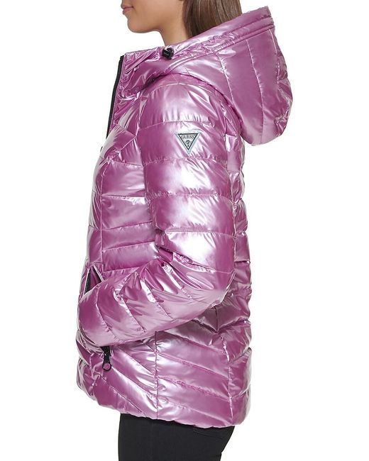 purple guess puffer jacket