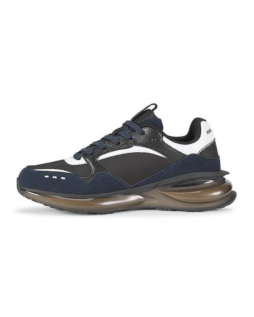 Karl Lagerfeld Black Colorblocked Logo Low-top Sneakers for men