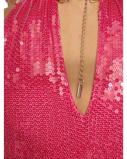 Kensie Pink Sequin Wrap Minidress
