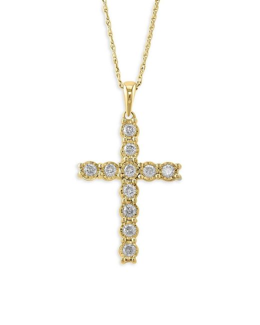 Effy ENY Metallic 14k Yellow Goldplated Sterling Silver & 0.54 Tcw Diamond Cross Pendant Necklace
