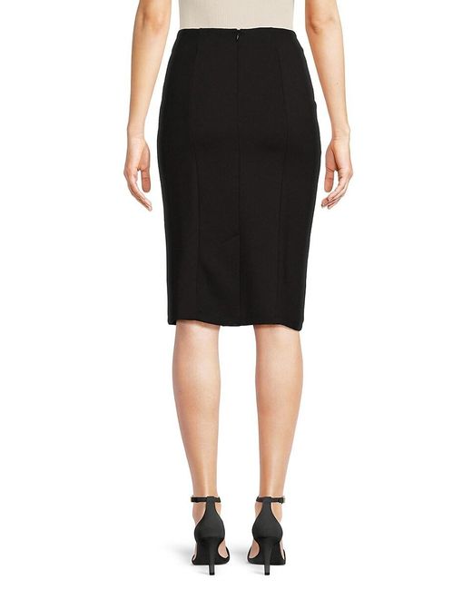 Black high waisted knee length skirt hot sale