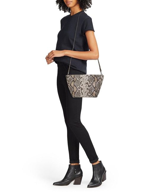 Walter Baker Gray Callie Snakeskin Print Leather Shoulder Bag