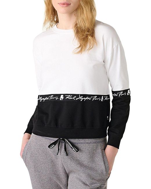 Karl Lagerfeld Script Colorblock Sweatshirt in White Lyst