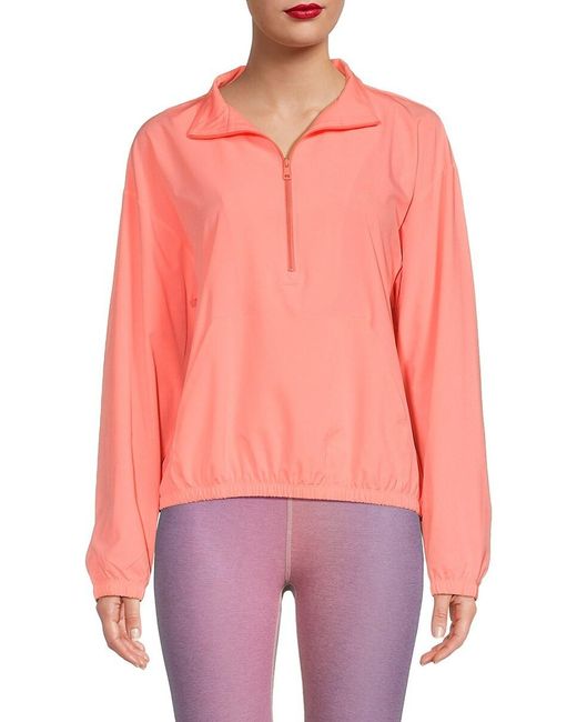 Beyond Yoga Pink Drop Shoulder Quarter Zip Pullover