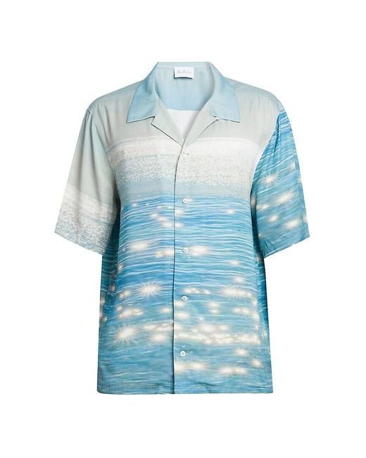 BLUE SKY INN Blue Ocean Satin Camp Shirt for men