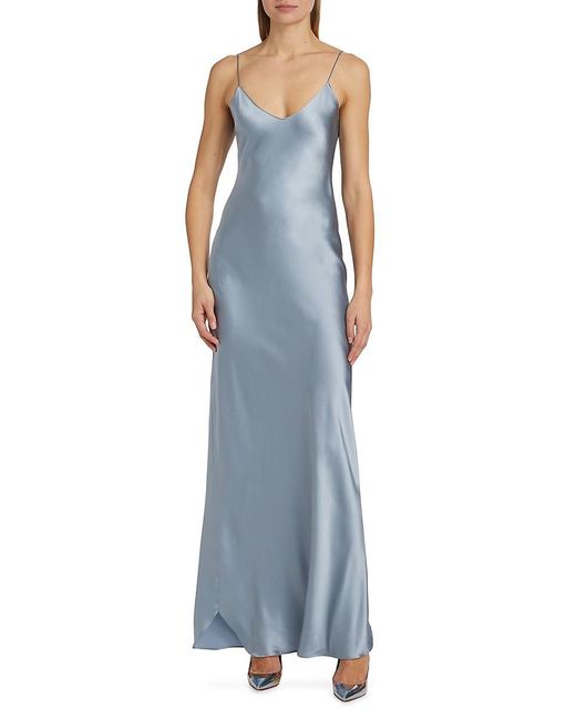Nili Lotan Blue Cami Silk Sleeveless Gown