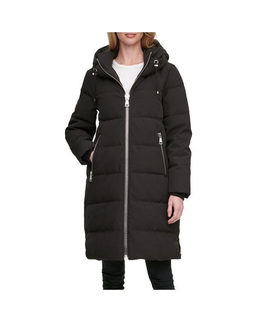 DKNY Black Down-filled Long Puffer Coat