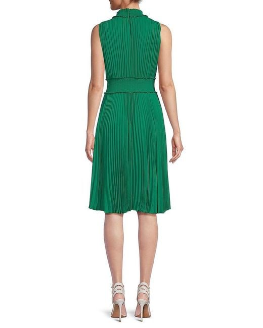 Nanette Lepore Green Accordian Pleated Dress