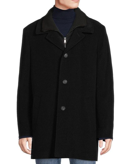 Calvin Klein Coleman Wool Blend Coat in Black for Men | Lyst
