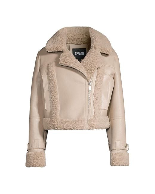 Apparis Gray Jay Faux Leather & Faux Shearling Moto Jacket