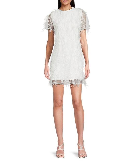 MILLY White Rana Feather Minidress