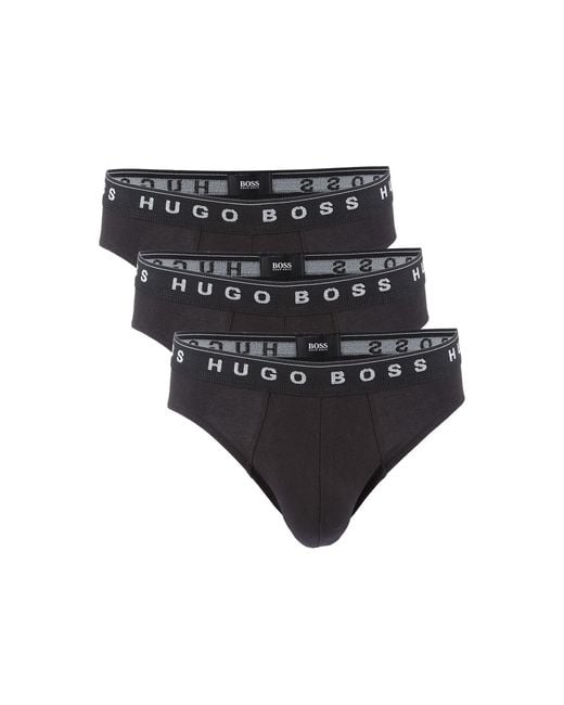 BOSS by HUGO BOSS Cotton 3pack Logo Waist Briefs in Black for Men Lyst