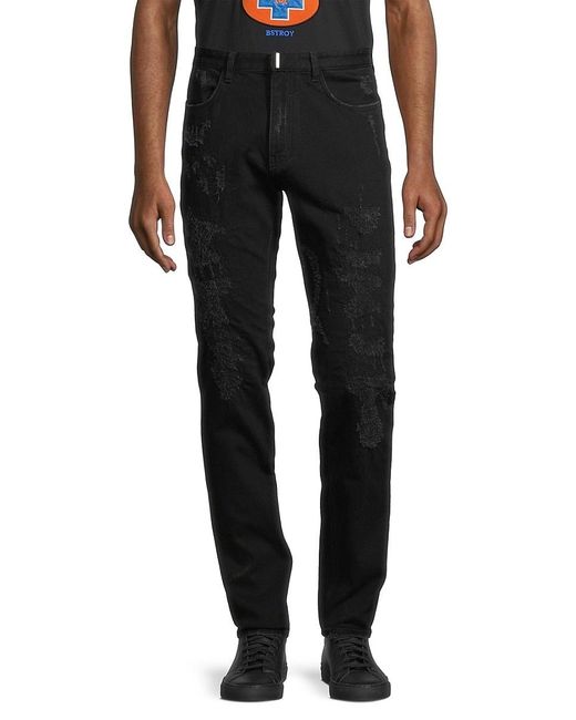 Givenchy Black High Rise Distressed Skinny Jeans for men