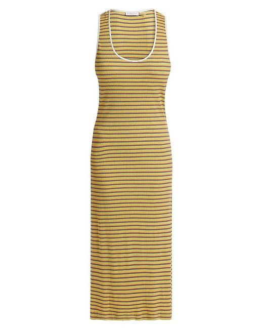 Ramy Brook Metallic Everest Striped U-Neck Knit Midi-Dress