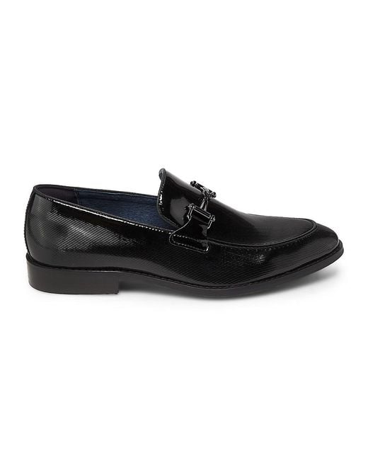 Steve Madden Black Keith Textured Bit Loafers for men