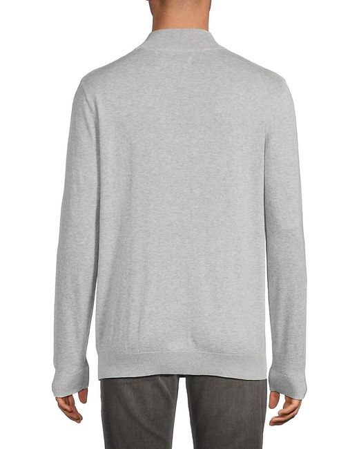 Hunter Gray Cotton Half-Zip Mock Turtleneck Sweater for men