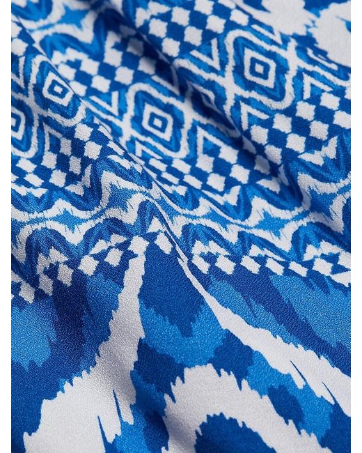 Alice + Olivia Blue Devina Ikat Off-The-Shoulder Blouse