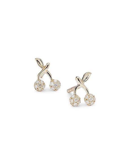 Saks Fifth Avenue Metallic Saks Fifth Avenue 14k Yellow Gold 0.107 Tcw Diamond Stud Earrings