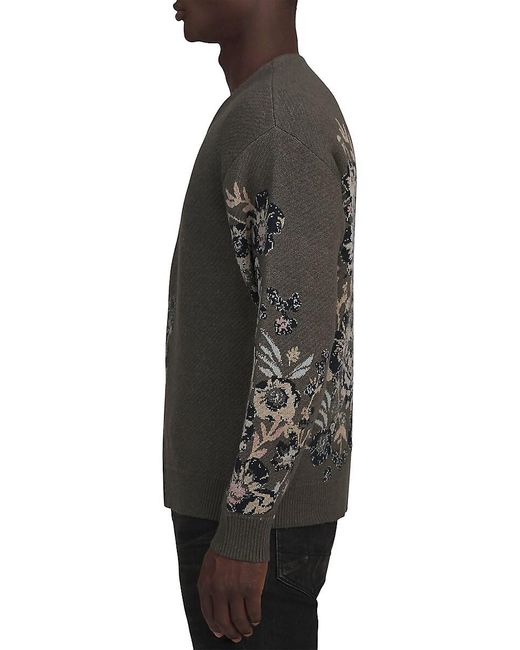 PRPS Gray Floral Jacquard Cardigan for men