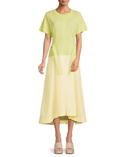3.1 Phillip Lim Yellow Colorblock Belted Midi Dress