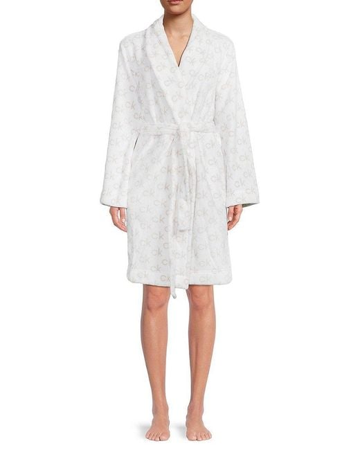 Calvin Klein Fluffy Robe in White | Lyst