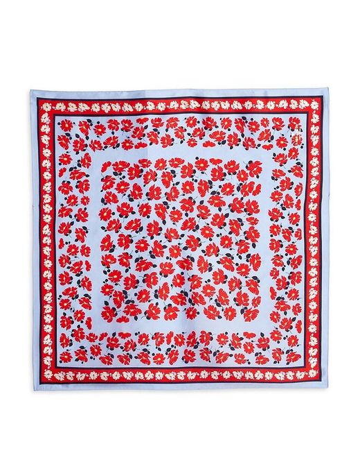 Kate Spade Red Springtime Floral Silk Scarf