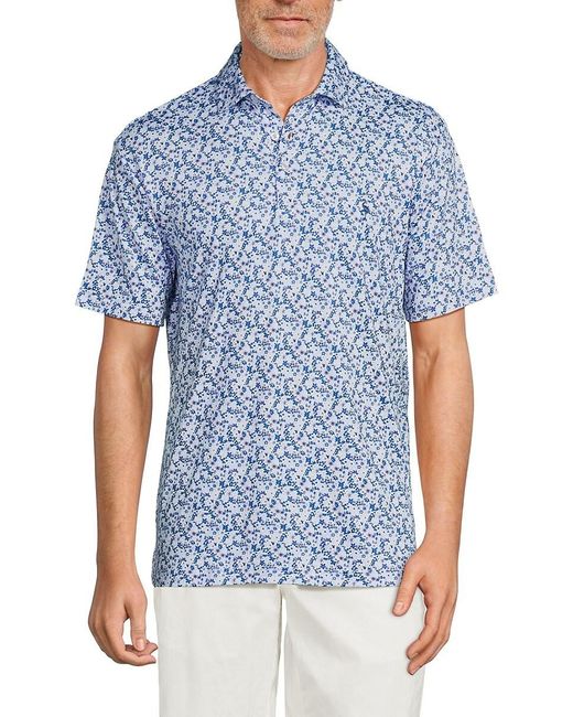 Tailorbyrd Blue Floral Performance Polo for men