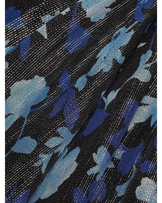 Ramy Brook Brown Tatia Floral Metallic Silk Twist Midi-Dress