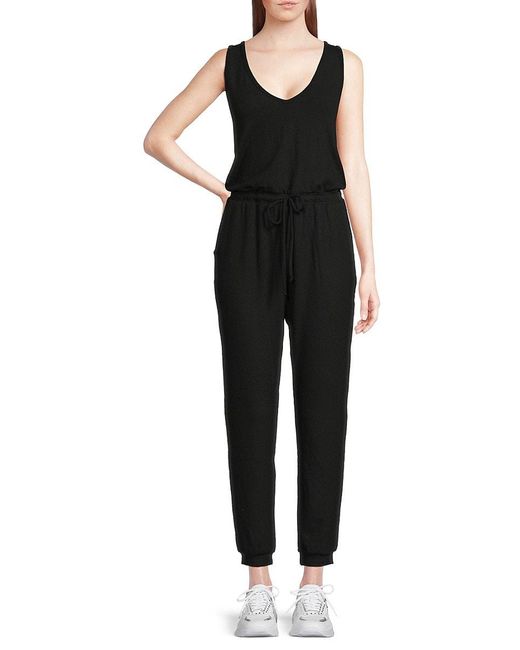 Beyond Yoga Black Day Off Solid Drawstring Jumpsuit
