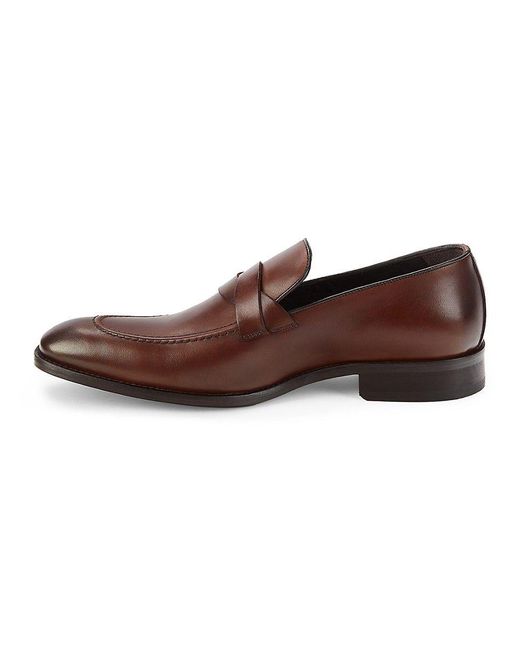Johnston & Murphy Langford Leather Penny Loafers in Brown for Men | Lyst