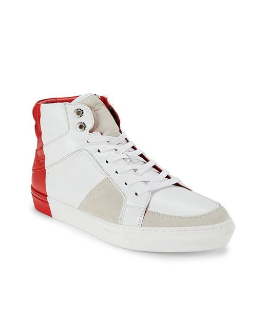 Zadig & Voltaire White Colorblock Leather & Suede Sneakers for men
