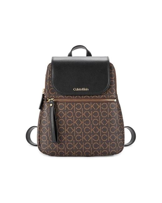 Calvin Klein Brown Garnet Monogram Backpack