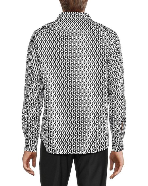 Karl Lagerfeld Gray Pattern Button Down Shirt for men