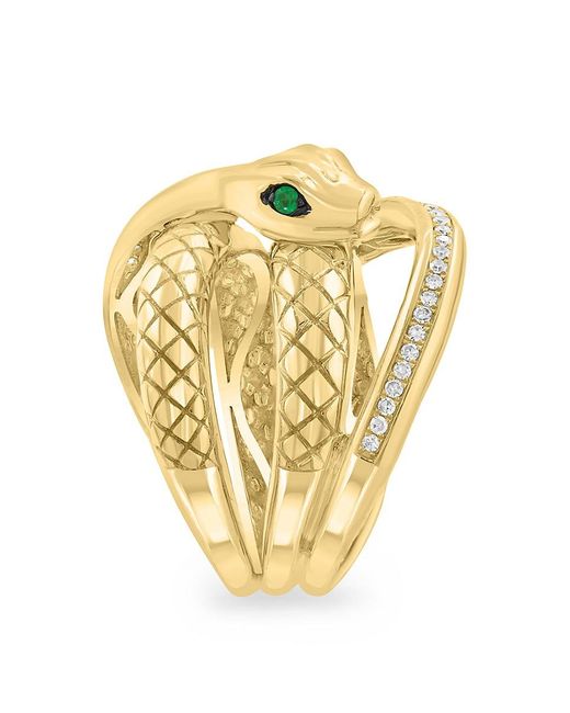 Effy Metallic 14K, 0.23 Tcw Diamond & 0.04 Tcw Emerald Ring