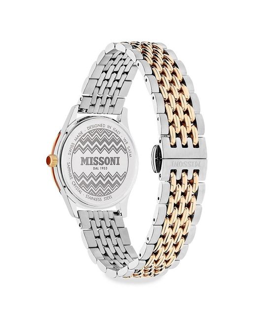 Missoni Metallic Zigzag Lover Ip Two Tone Gold Stainless Steel Bracelet Watch
