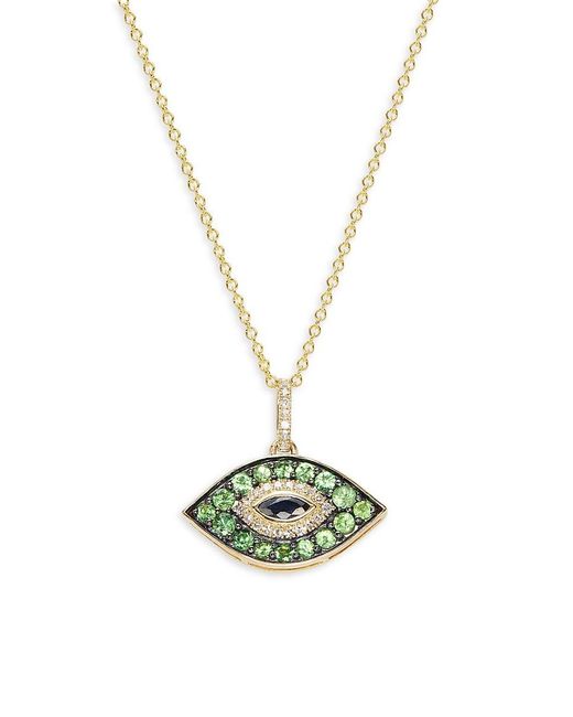 Effy Metallic 14K, Multi Stone Stone Evil Eye Pendant Necklace