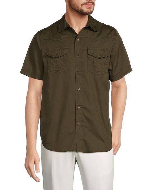 True Religion Green Short Sleeve Shirt for men
