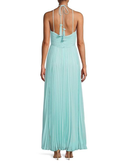 Emanuel Ungaro Blue Zo Sequined Floral Pleated Chiffon Maxi Dress