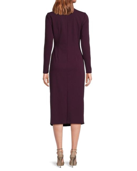 Calvin Klein Black High-Slit Twist-Front Midi-Dress