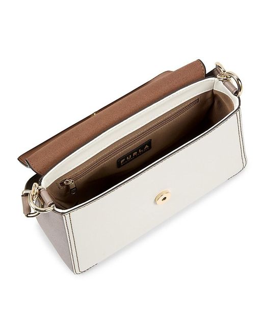 Furla White Two Tone Leather Top Handle Bag