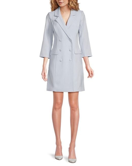 Eliza J Blue Double-Breasted Blazer Minidress